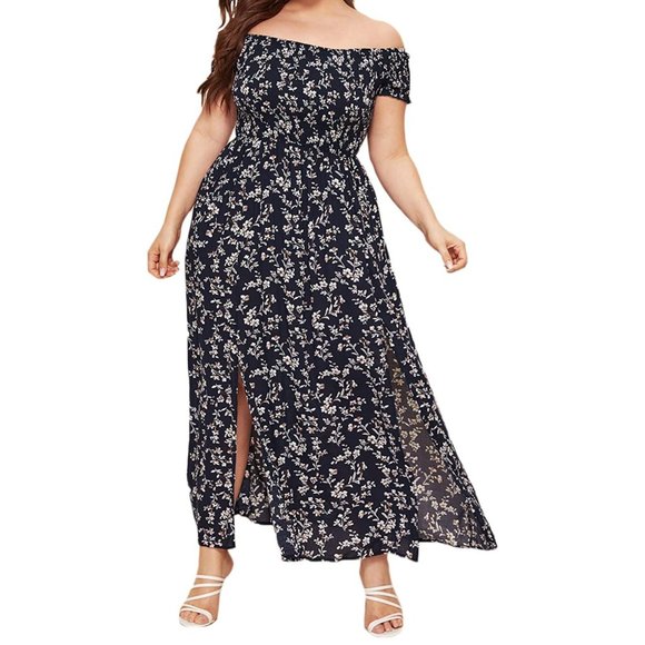 Floerns Dresses & Skirts - NWT Women's Boho Floral Print Off Shoulder Split Long A Line Dress